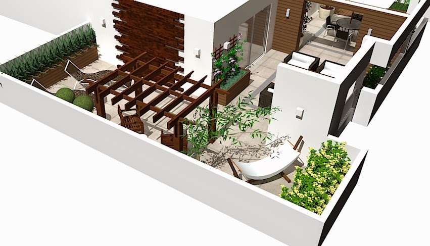 3D de projeto de paisagismo| Cobertura Residencial | Projeto A Prima Plantarum