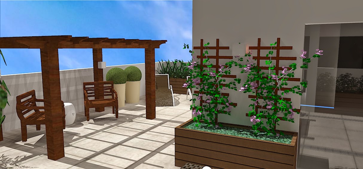 3D de projeto de paisagismo| Cobertura Residencial | Projeto A Prima Plantarum